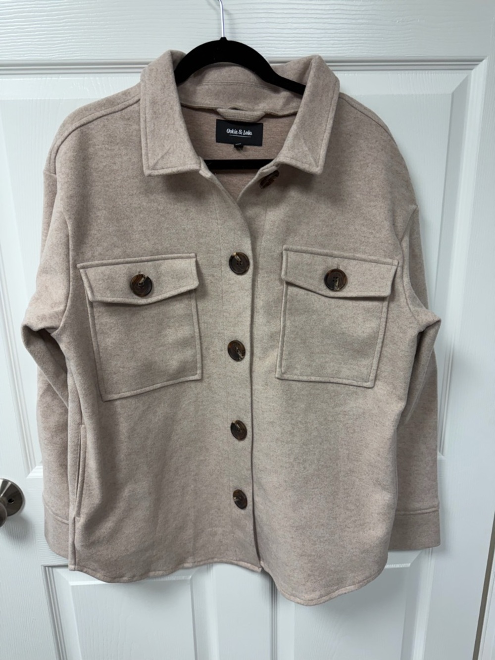 Ookie & Lala NWOT Cream Utility Shacket with Front Flap Pockets